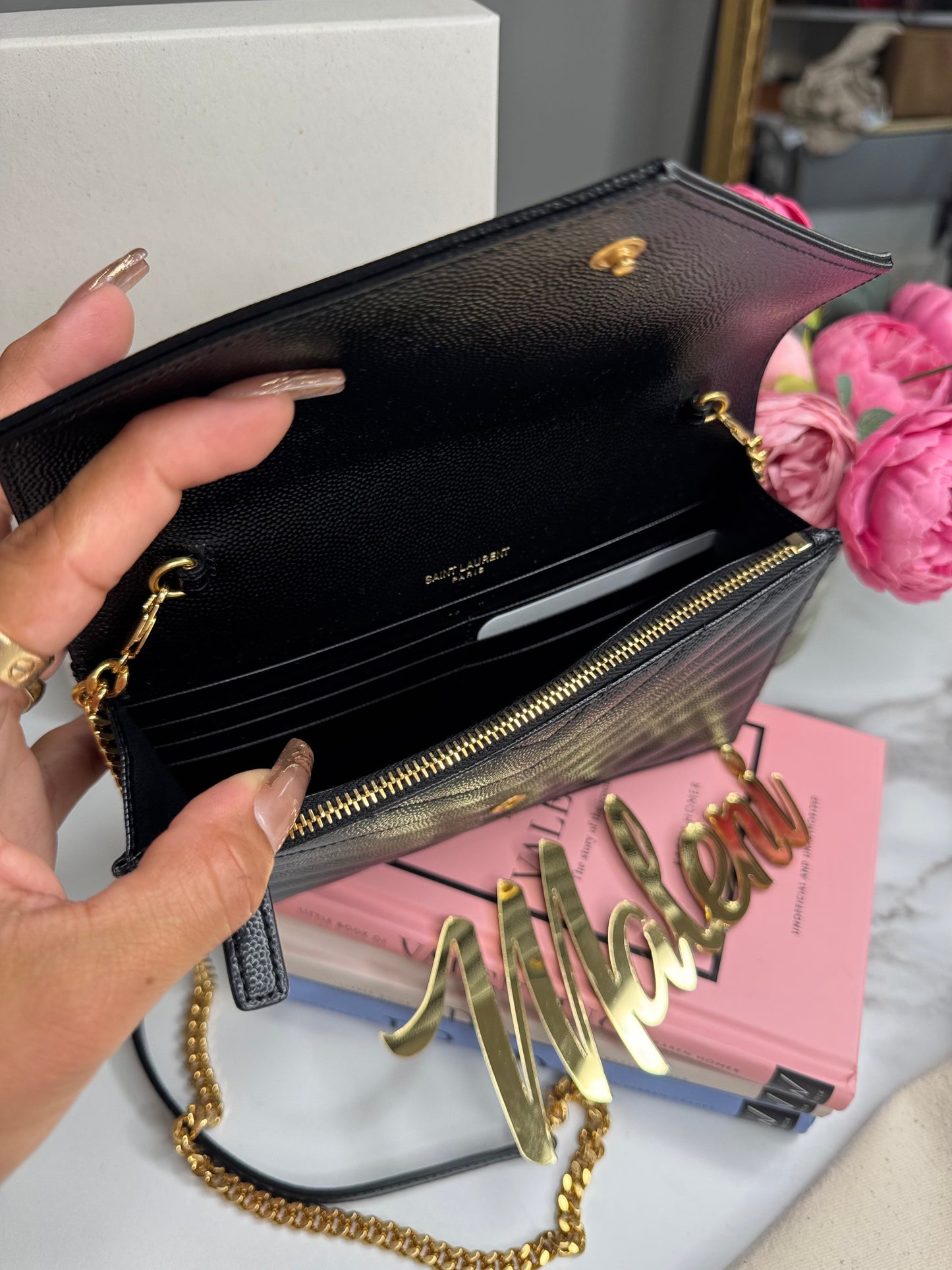 Saint Laurent Small YSL Envelope Chain Wallet