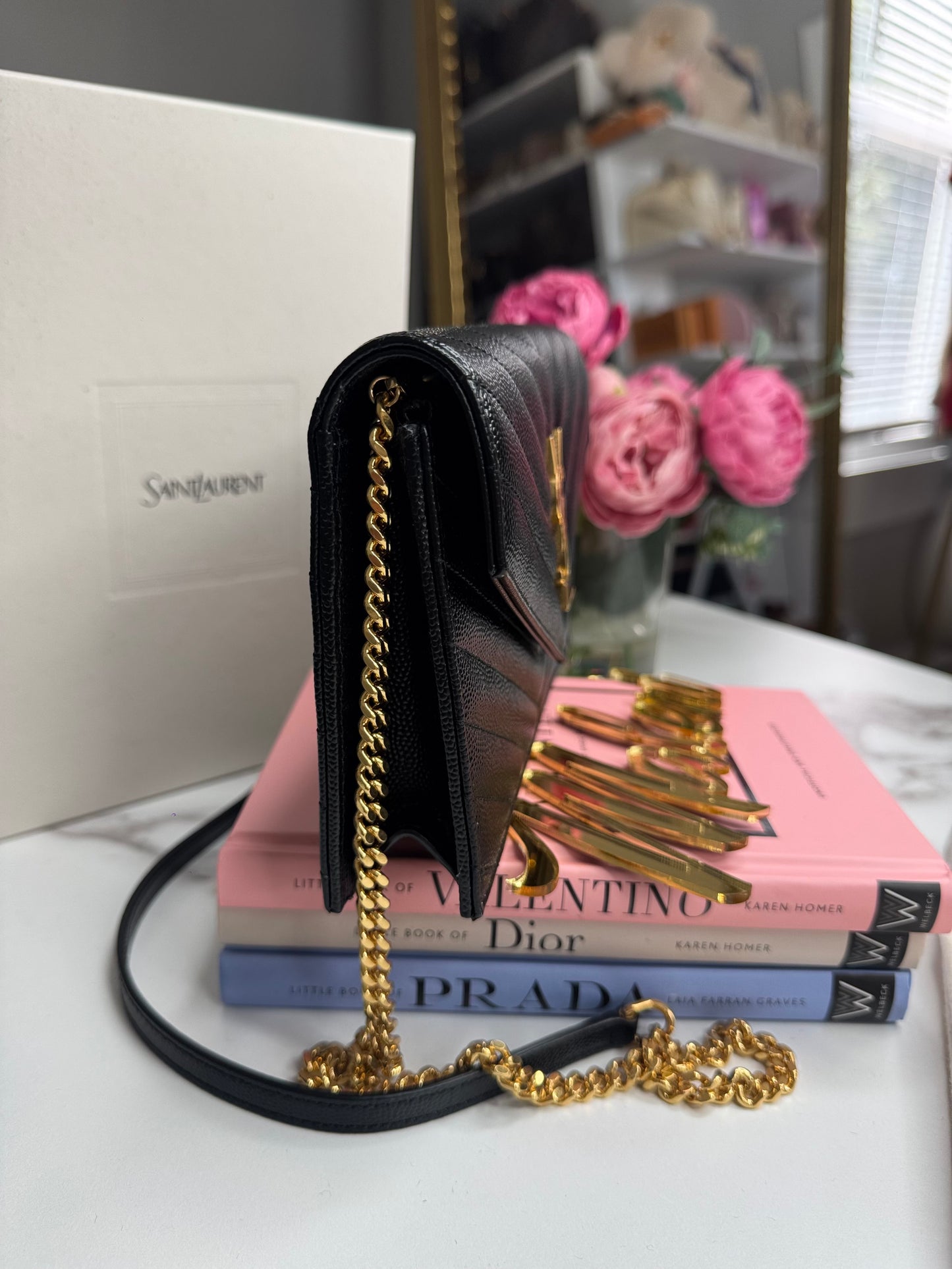 Saint Laurent Small YSL Envelope Chain Wallet