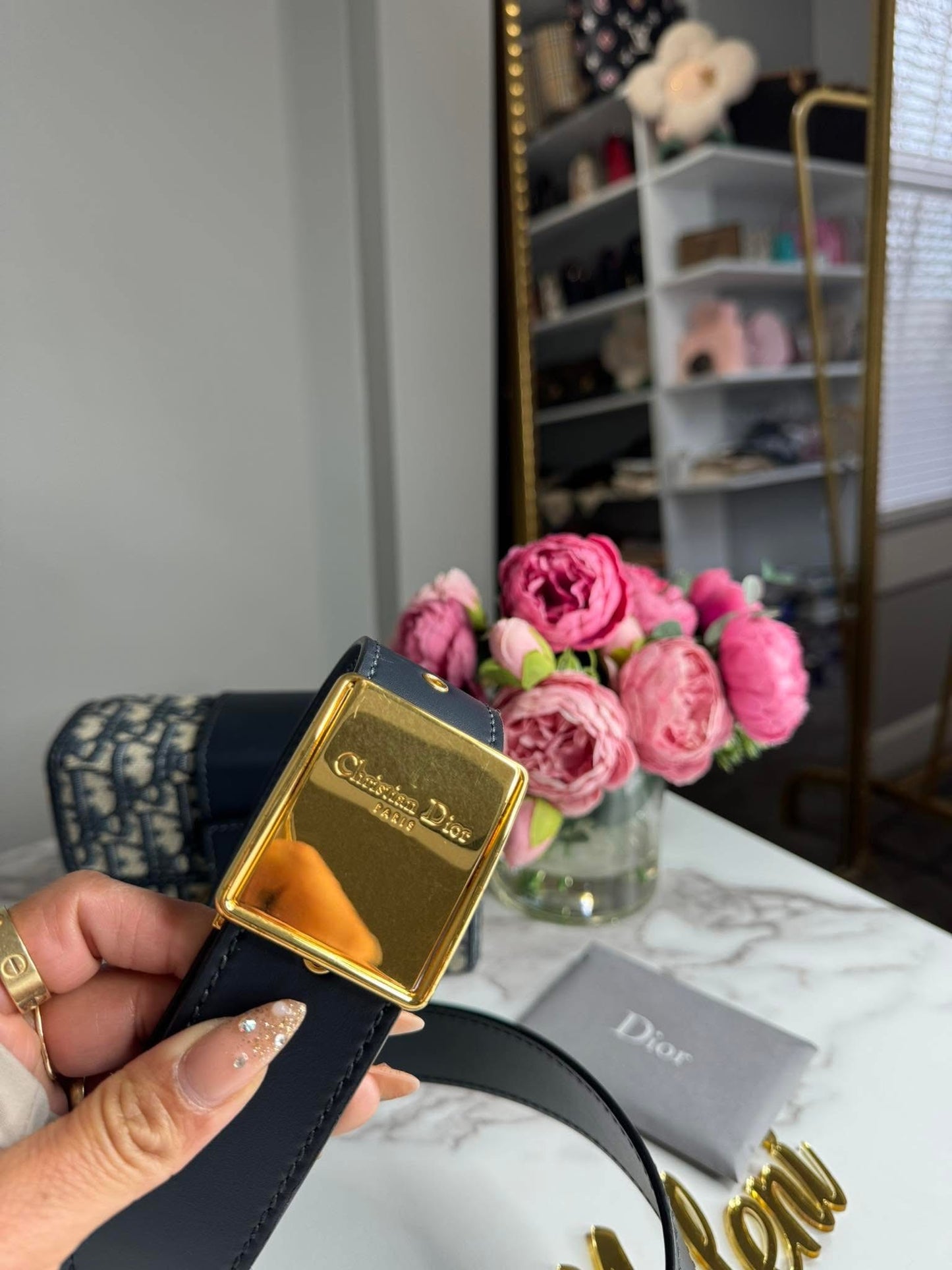 Dior 30 Montaigne Box Bag Oblique Jacquard Blue