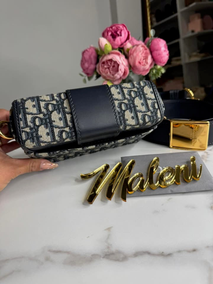 Dior 30 Montaigne Box Bag Oblique Jacquard Blue