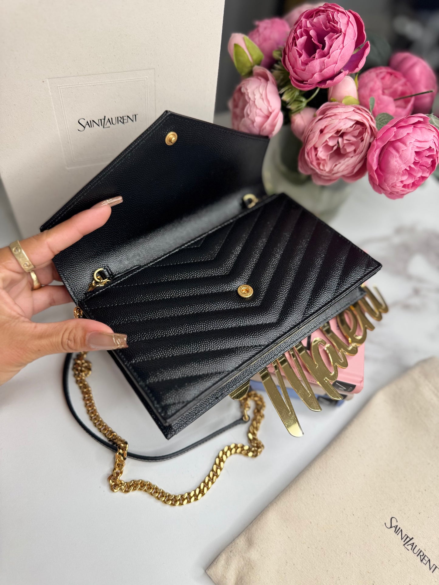 Saint Laurent Small YSL Envelope Chain Wallet