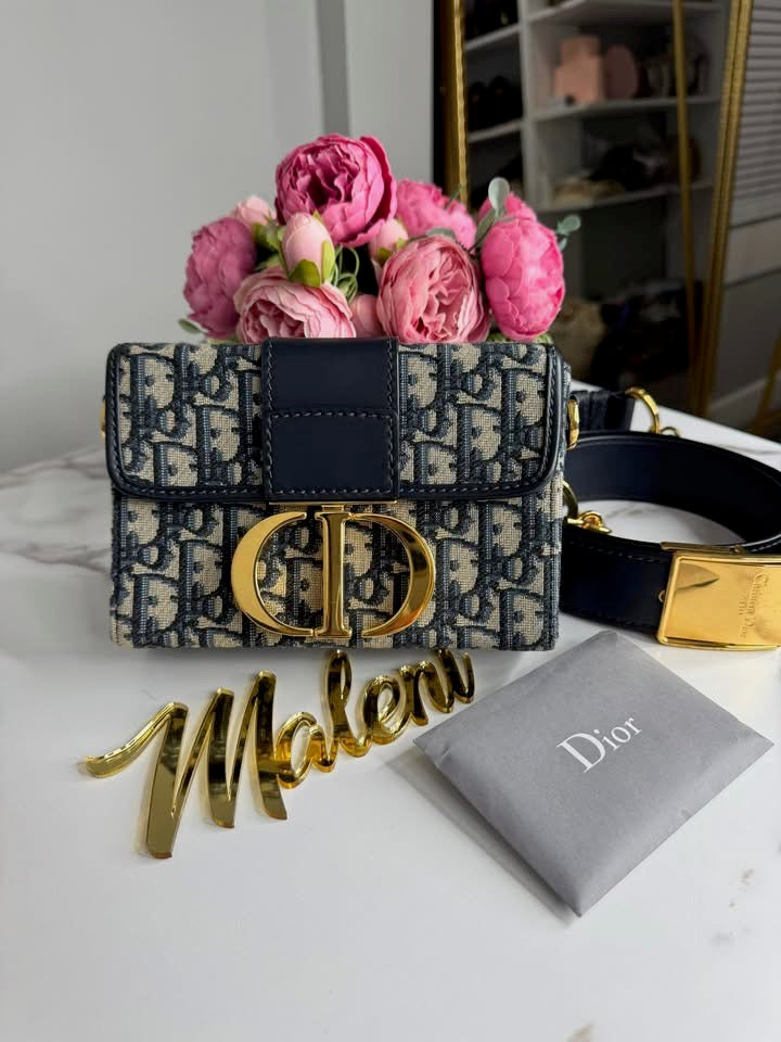 Dior 30 Montaigne Box Bag Oblique Jacquard Blue