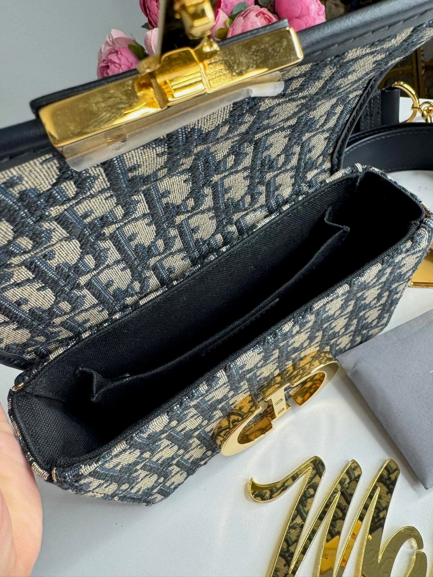 Dior 30 Montaigne Box Bag Oblique Jacquard Blue