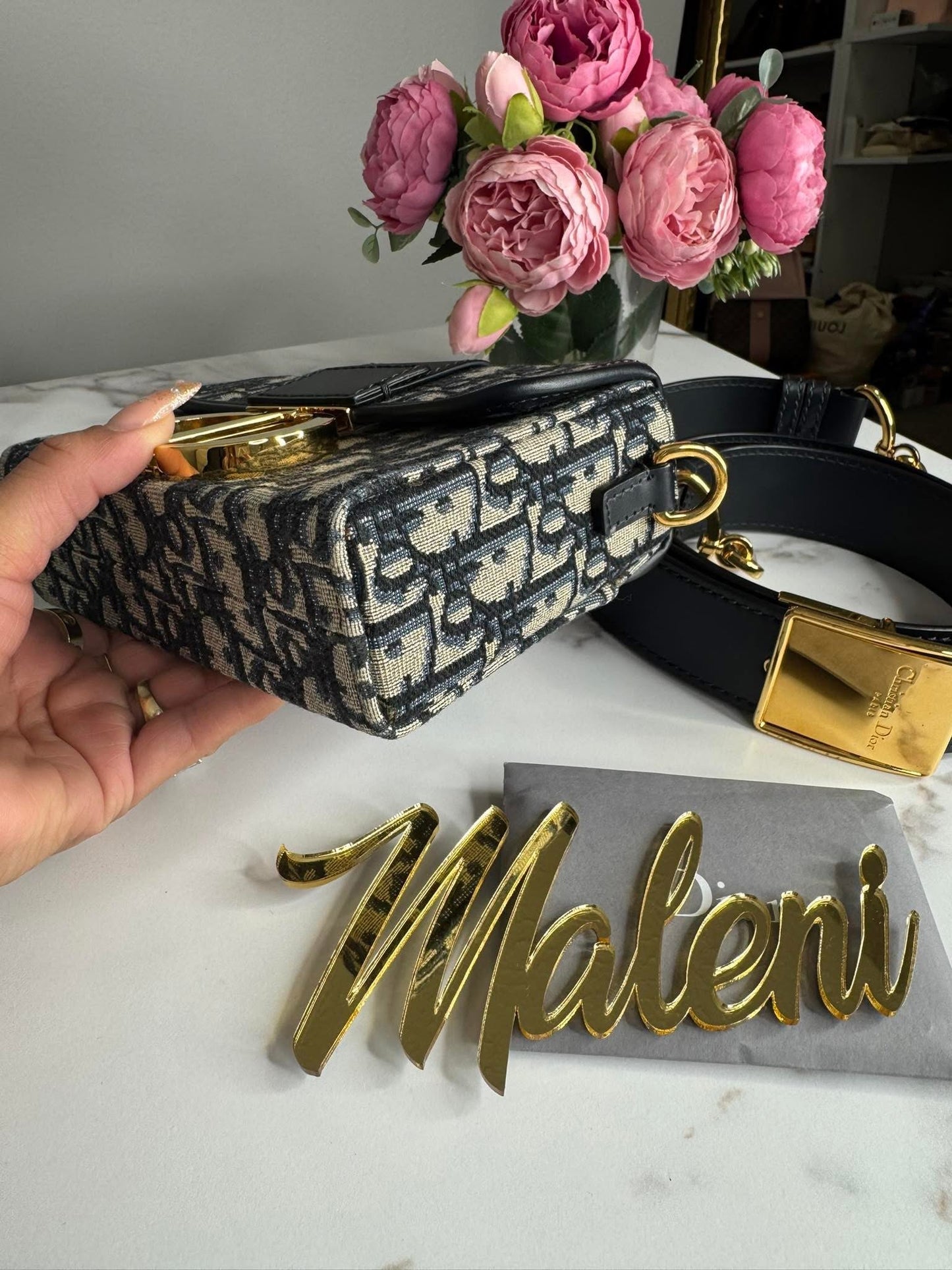 Dior 30 Montaigne Box Bag Oblique Jacquard Blue