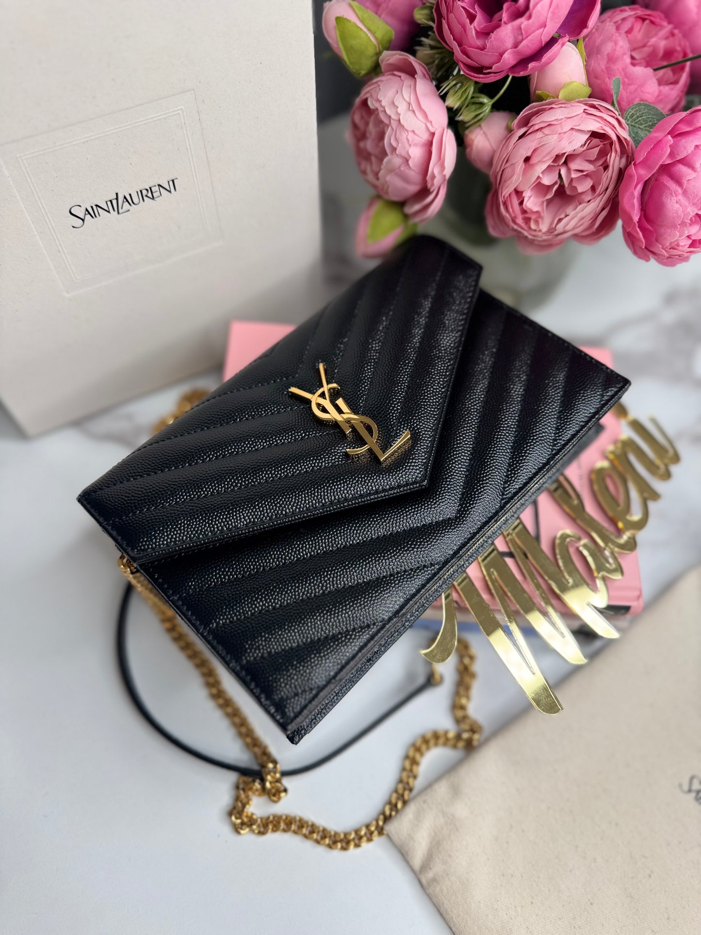 Saint Laurent Small YSL Envelope Chain Wallet