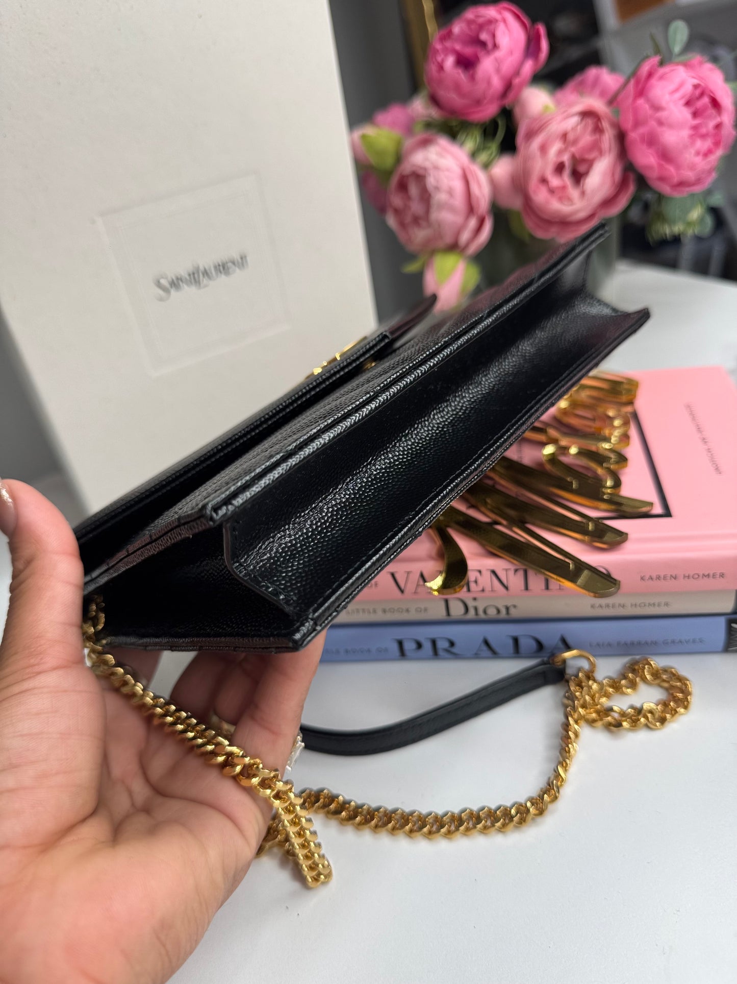 Saint Laurent Small YSL Envelope Chain Wallet