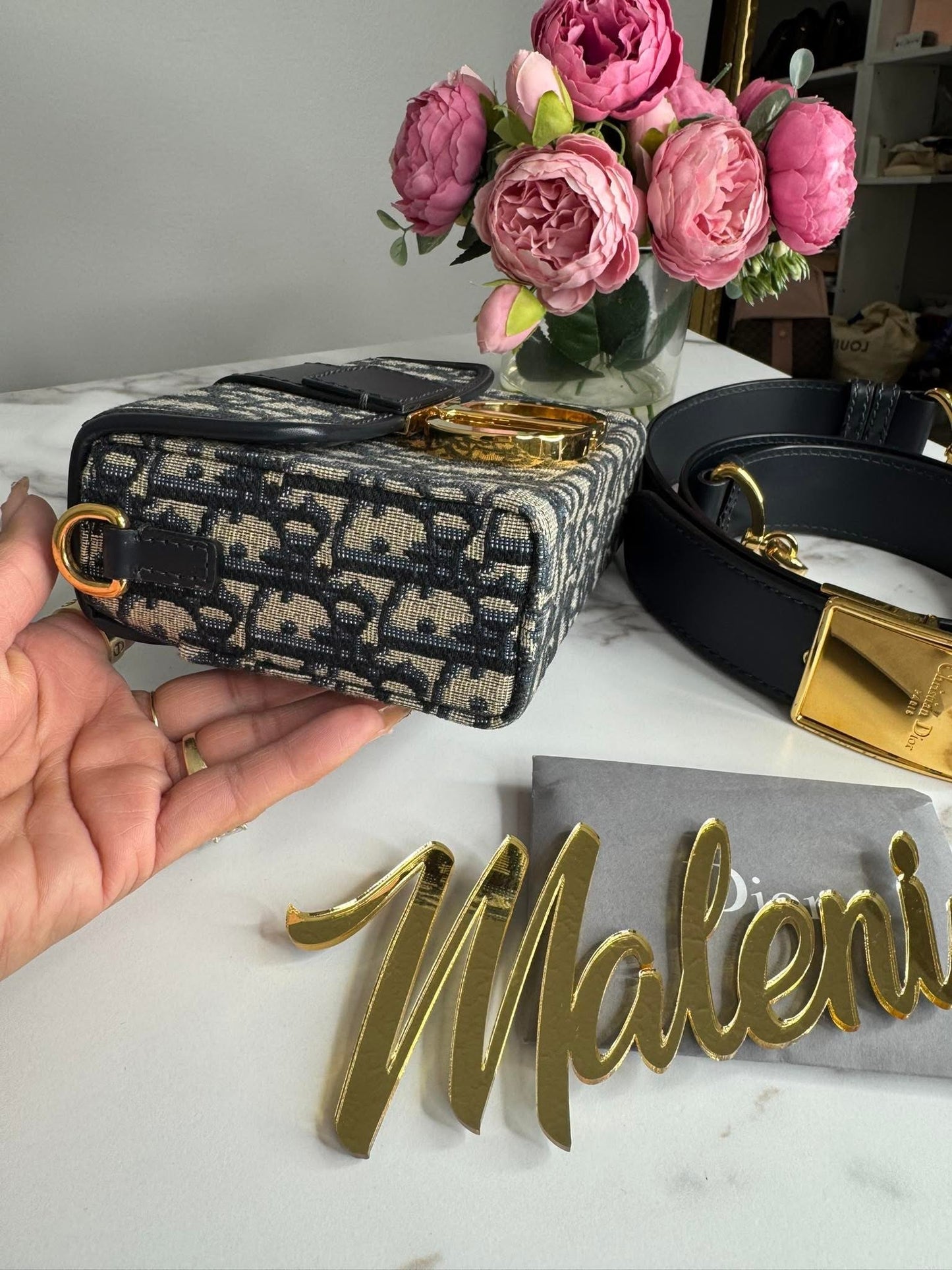 Dior 30 Montaigne Box Bag Oblique Jacquard Blue