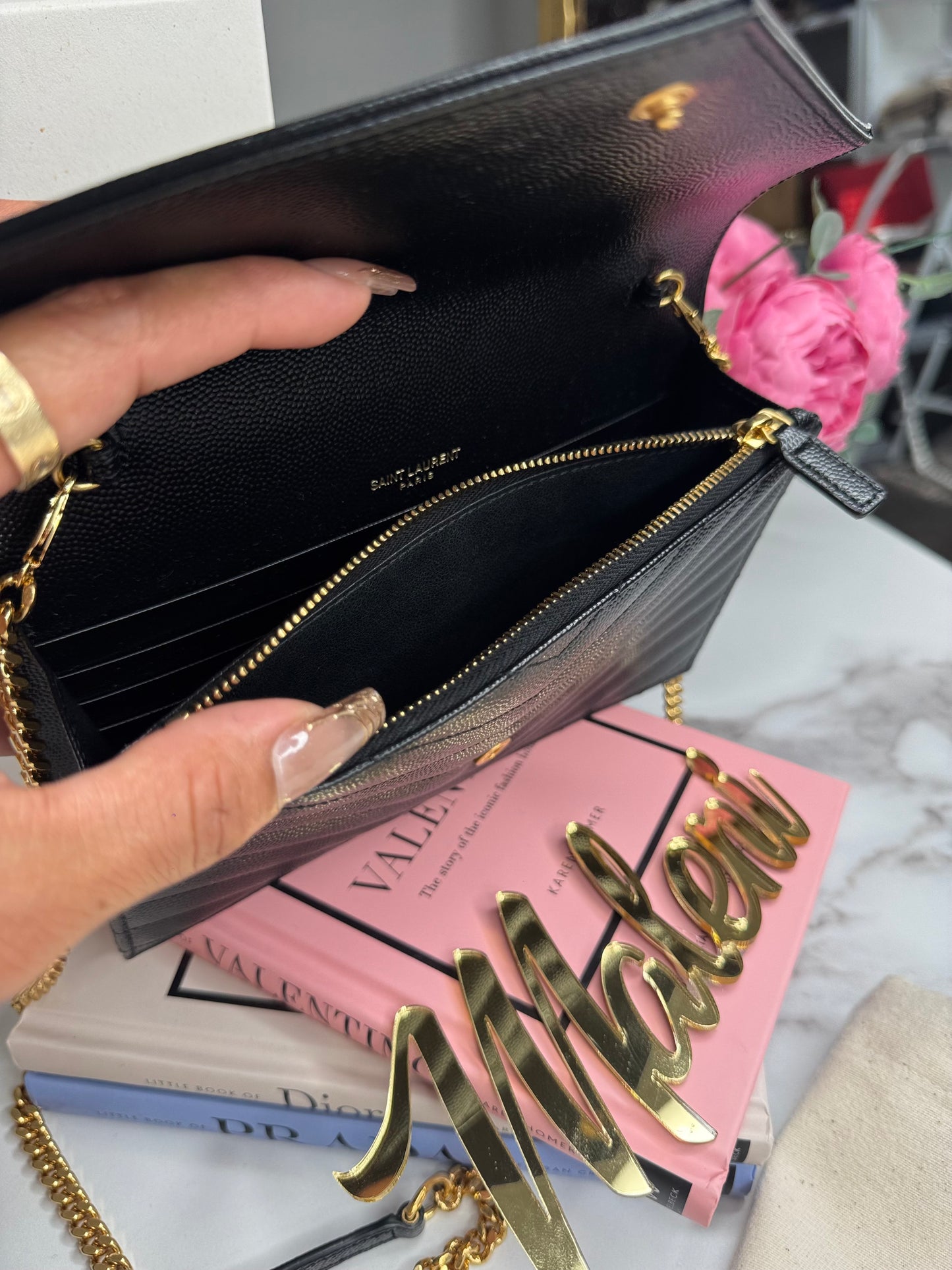 Saint Laurent Small YSL Envelope Chain Wallet