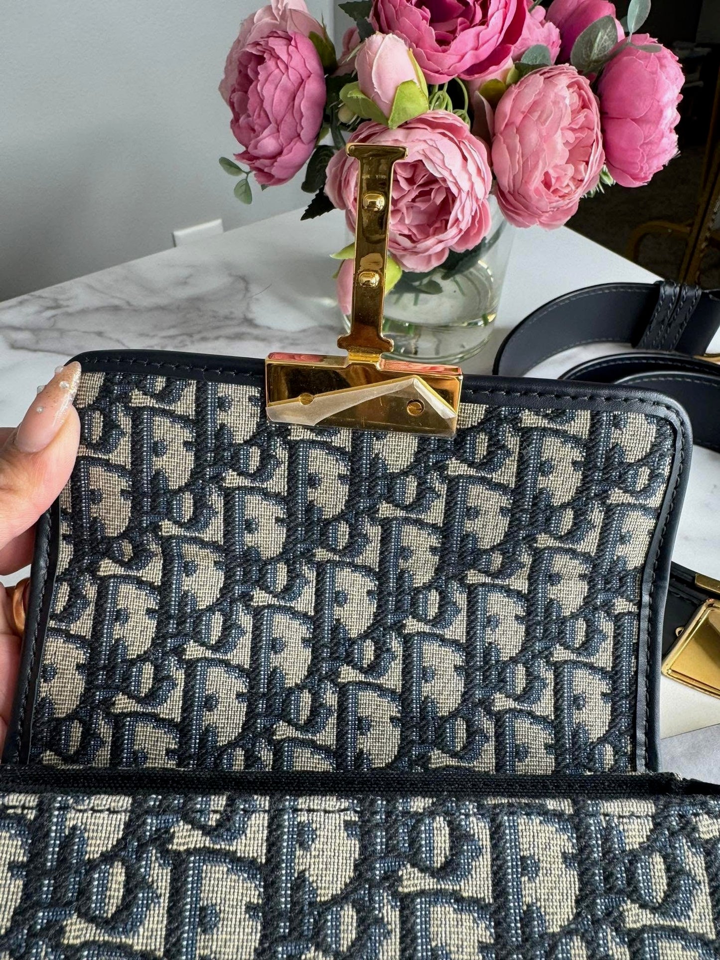 Dior 30 Montaigne Box Bag Oblique Jacquard Blue