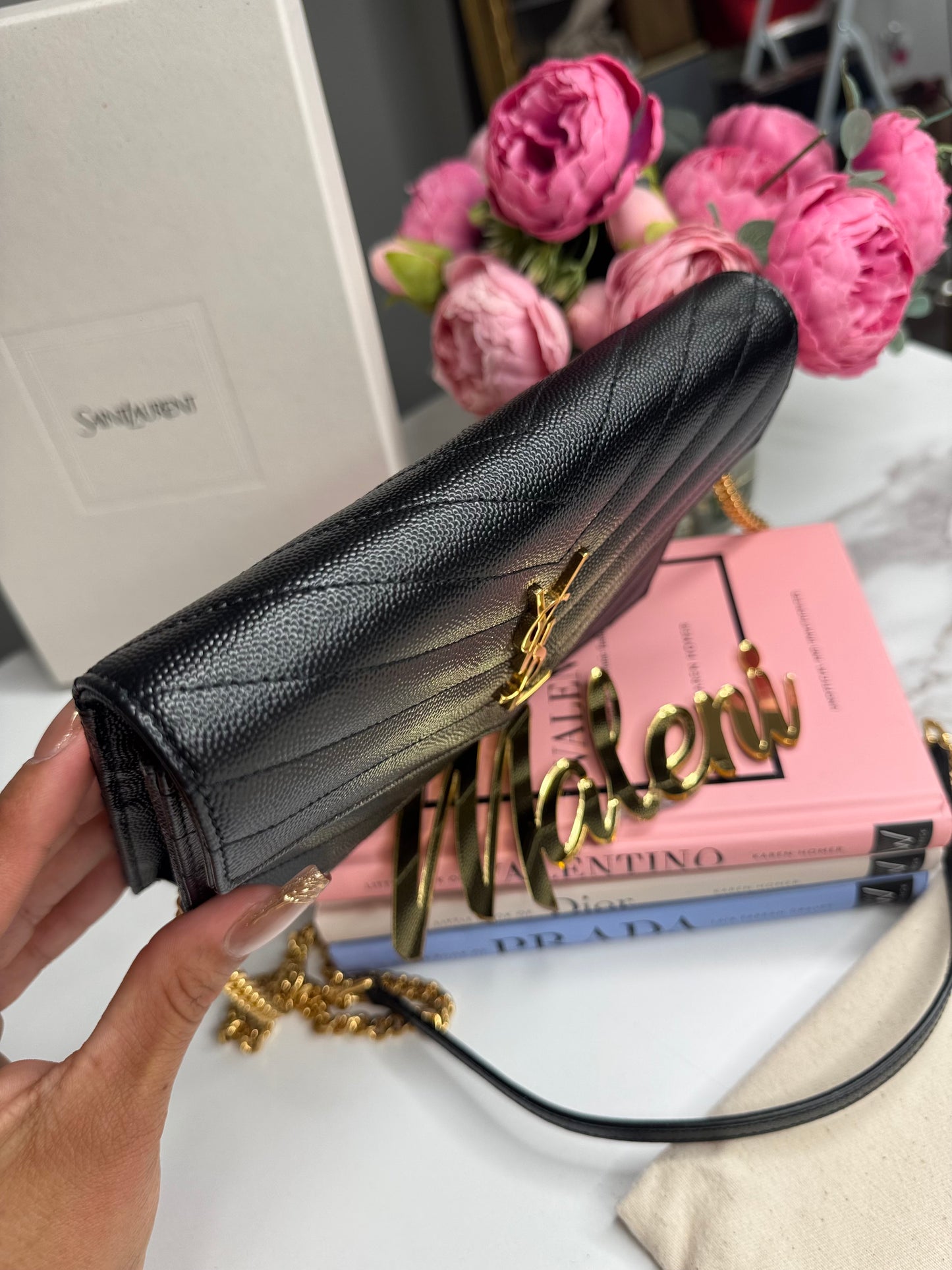 Saint Laurent Small YSL Envelope Chain Wallet