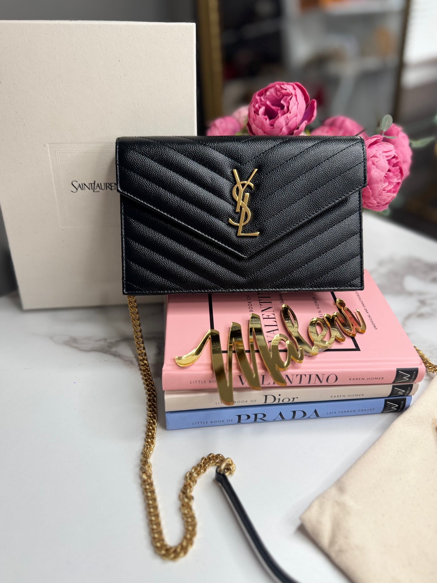 Saint Laurent Small YSL Envelope Chain Wallet